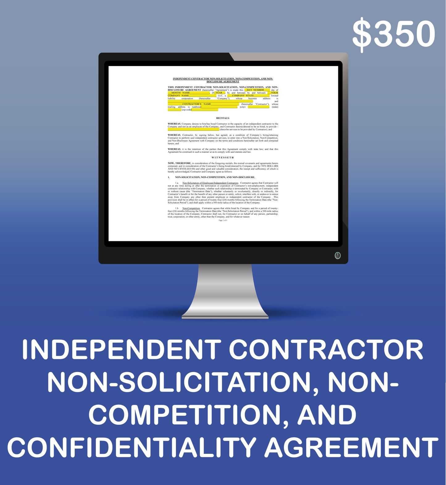 Independent Contractor Non-Solicitation, Non-Competition, and Confidentiality Agreement
